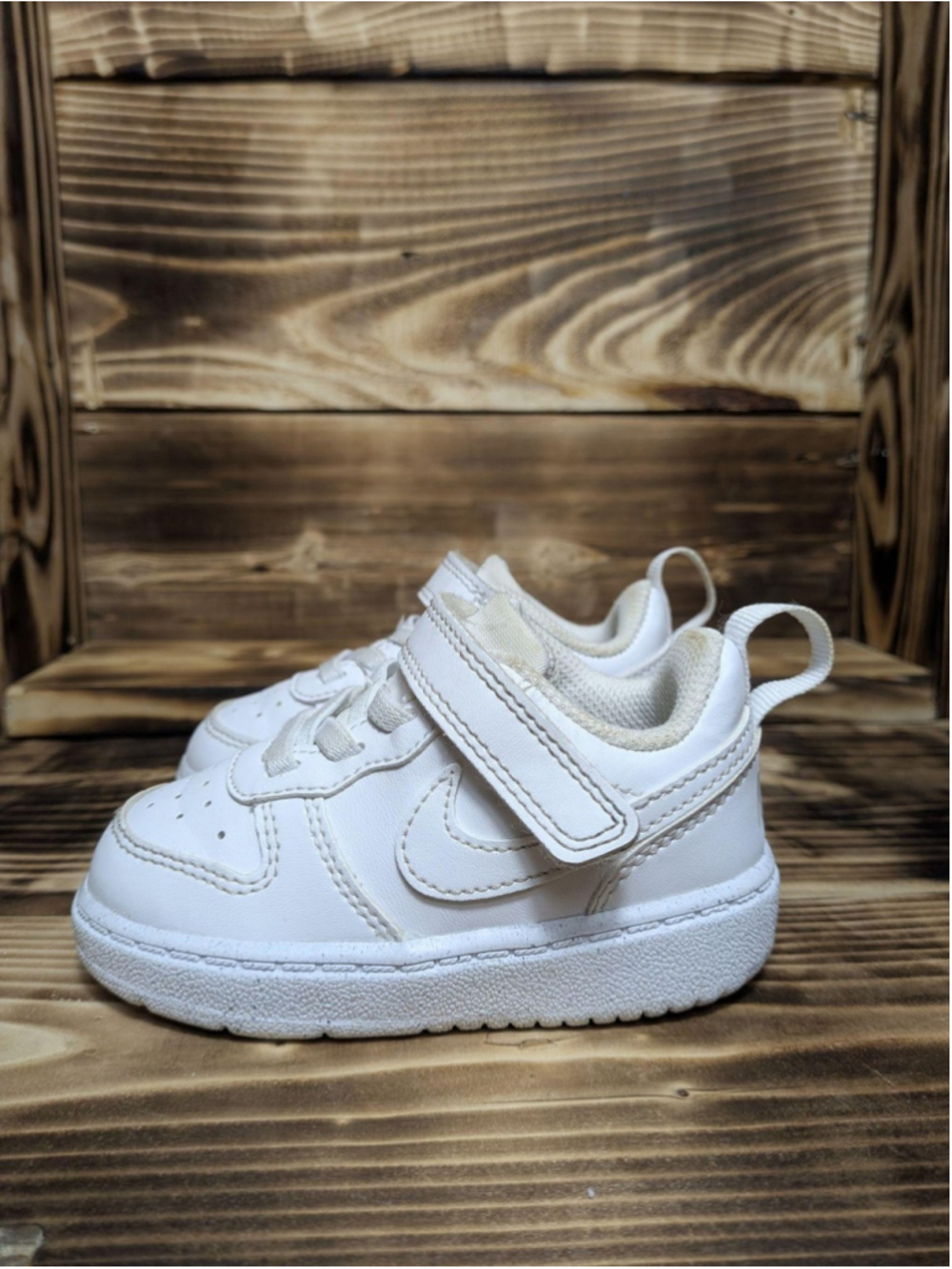 Nike Strap Shoes Kids Size 5C All White Toddler Low Top Sneakers DV5458-106